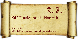 Kálmánczi Henrik névjegykártya